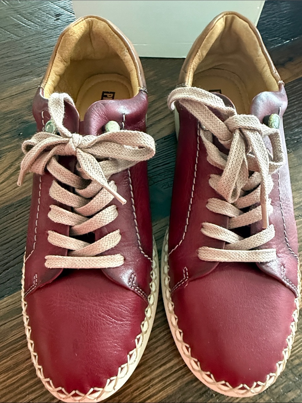 PIKOLINOS Leather Sneakers in Berry and Beige EU 37 US 7
